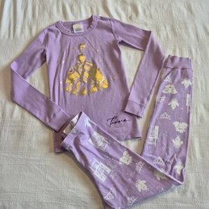 Hanna Andersson girls size 140 or 10 light purple Disney Tiana pajama set VGUC